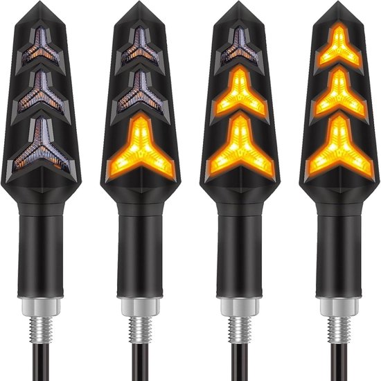 4 Dynamische Blinker – Motorradblinker – Leichtgängige Blinker – 12 V – 12 Led-lampen – Für Motorräder, Roller, Quads Und Geländefahrzeuge – Y-form