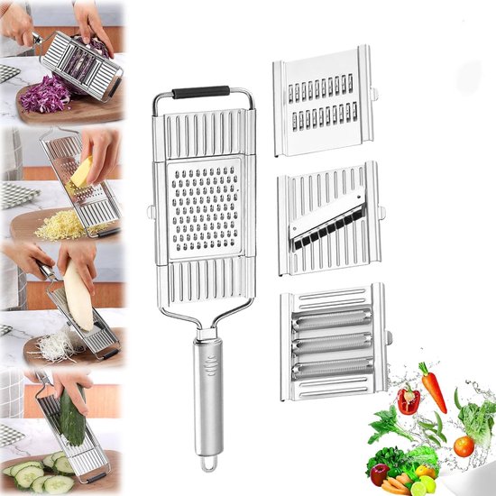 Multifunktionales Gemüseschneide-set Handlicher Edelstahl-zerkleinerer 4-in-1-multifunktionsreibe Mit Abnehmbaren Klingen Leicht Zu Reinigen Und