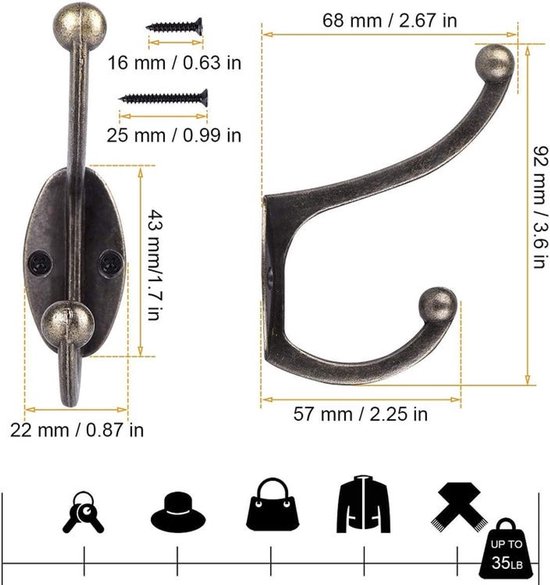 10 Garderobenhaken Im Vintage-stil, Vintage-metallwandhaken, Geeignet Für Badezimmer Und Küchen.