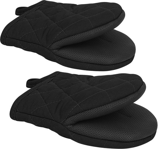 1 Paar Kurze Hitzebeständige Silikon-mini-küchenhandschuhe Mit Rutschfester Oberfläche Und Aufhängeschlaufe Geeignet Für Die Verwendung Mit Und Rot
