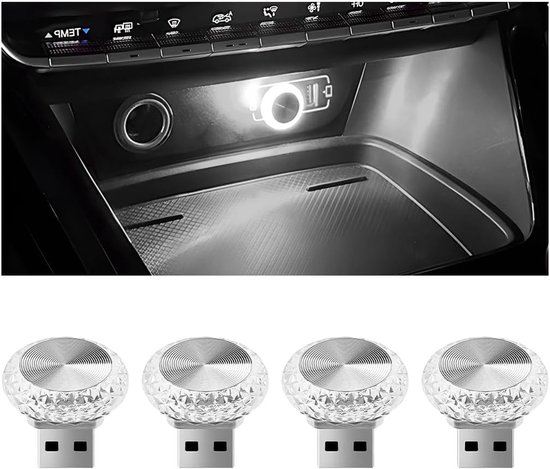 4-teiliges Autolicht Mit Usb-anschluss Automatische Led-stimmungsbeleuchtung Für Die Nacht Usb-led-autoinnenraumbeleuchtung Stimmungslicht Für Weiß