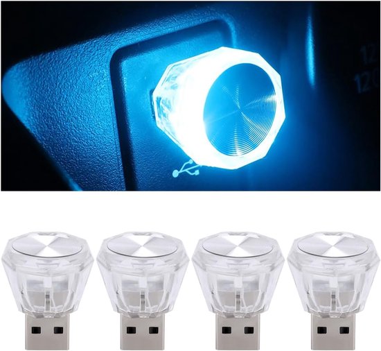 4-teiliges Ambientelicht-set Für Autos Usb-autobeleuchtung Led-stimmungsbeleuchtung Für Autos Usb-led-stimmungsbeleuchtung Für Den Autoinnenraum Blau