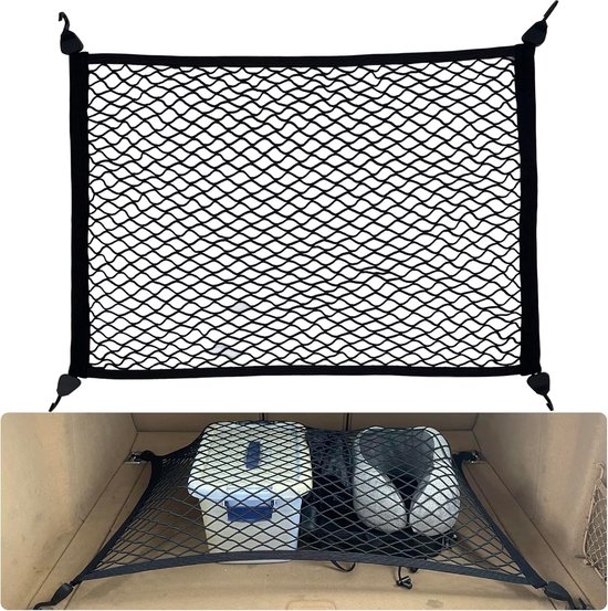 Hunde-kofferraum-aufbewahrungsnetz Für Wohnmobile 80 X 60 Cm Dehnbar Auf 160 X 120 Cm 4 Stabile Verstärkungshaken Elastische Aufhängung Für Die