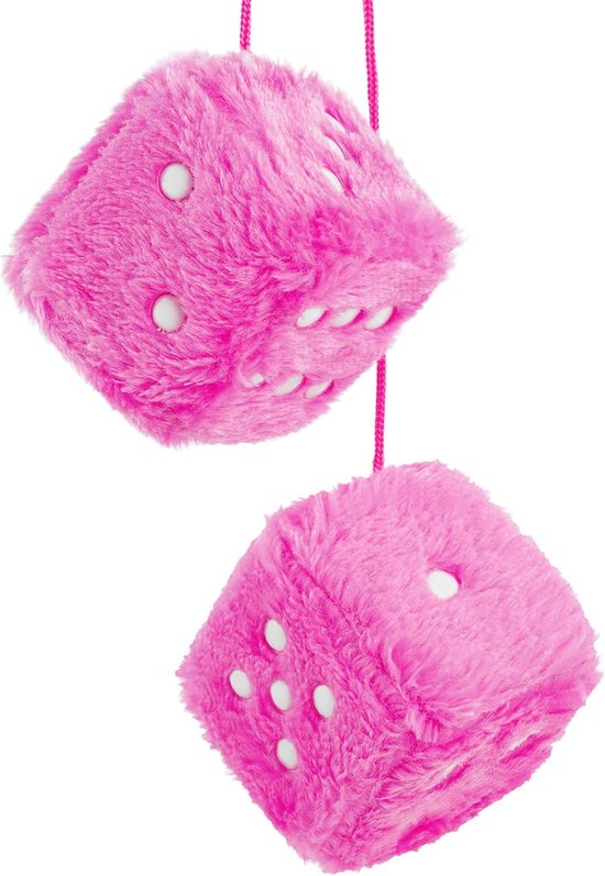Retro-würfelpaar Für Den Auto-rückspiegel, 6 Cm, Flauschig, Mit Weißen Punkten, Zur Dekoration Des Auto-innenraums (pink)