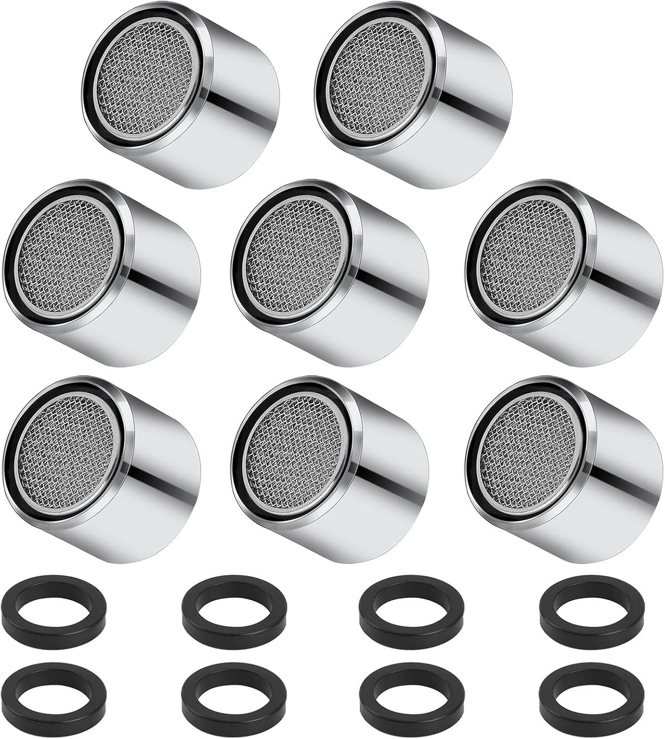 8-teiliger M22-wasserhahn-luftsprudler, Edelstahl-wasserhahn-luftsprudler, Wassersparender Wasserhahn-luftsprudler Mit Filter, Inklusive 8 Pads Für Badezimmer- Und Küchenspülen.