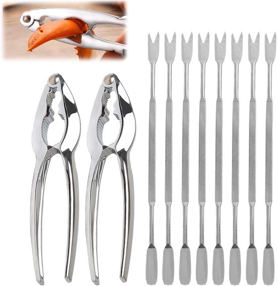 10-teiliges Krabbenscheren-set – Edelstahl – Mehrfarbig