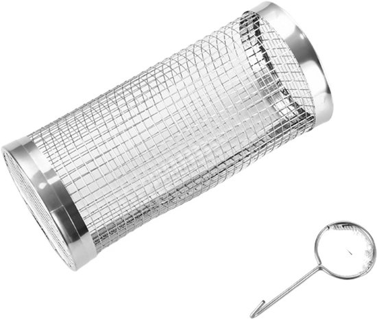 Grillbesteck-set – Runder Grillkäfig Aus Edelstahl Für Den Außenbereich, Tragbarer, Drehbarer Räucherkäfig