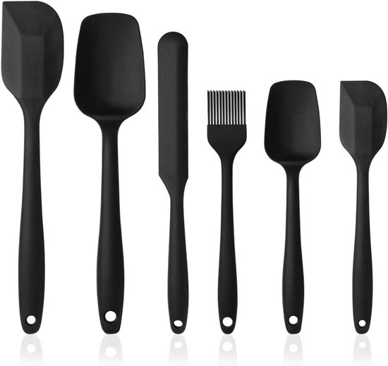 Silikonspatel-set Geeignet Für Die Küche 6-teiliges Küchenutensilien-set Aus Silikon Antihaftbeschichtung Inklusive Löffel Spatel Usw Geeignet Schwarz