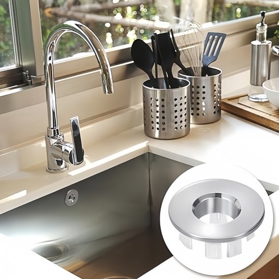 4-teiliger Überlaufschutz Abdeckung Für Waschbecken Spülbeckenüberlauf Waschbecken-überlaufring Dekorativer Kunststoff-überlaufring Kupferring Silber