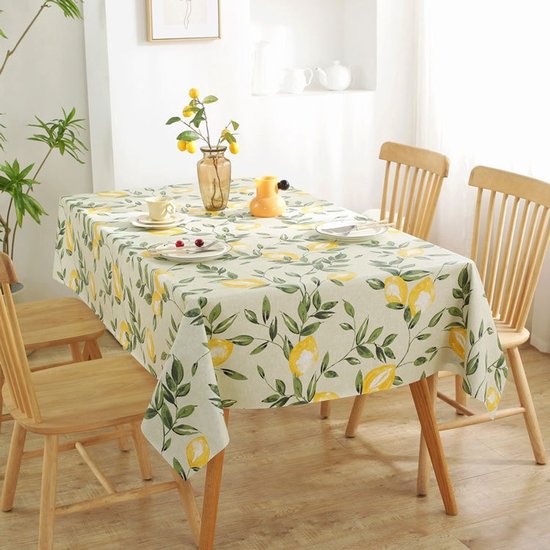 Rechteckige, Zitronengelbe Tischdecke – Abwischbares, Wasser- Und Ölbeständiges Pvc Für Sommer, Küche, Partys, Picknicks Und Terrasse – 140 X 180 Cm