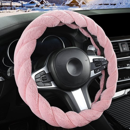 Winterlenkradbezug Warmer Lenkradbezug Weicher Autolenkradbezug Winter-autolenkradbezug Winterlenkradbezug Geeignet Für Lenkräder Mit 37-38 Cm Rosa