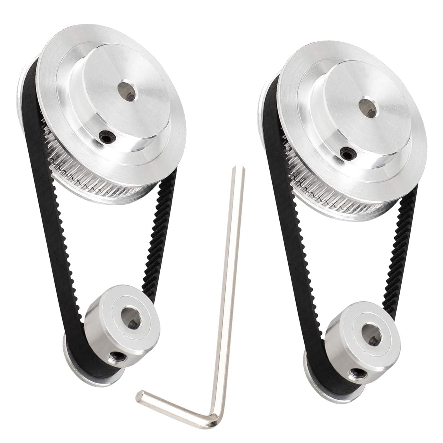 Zwei Zahnriemenscheiben, 20 Und 60 Zähne, 8 Mm Bohrung Zahnriemenscheibe Mit Zwei Riemen.