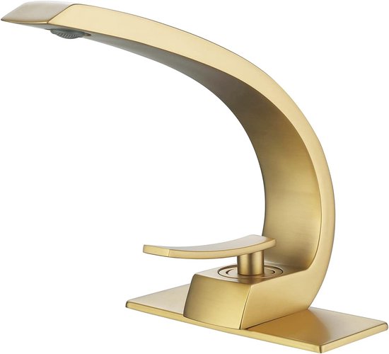 Badewannenarmatur – Gebürstetes Gold, Einhebelmischer, Geeignet Für 1-loch- Oder 3-loch-waschbecken
