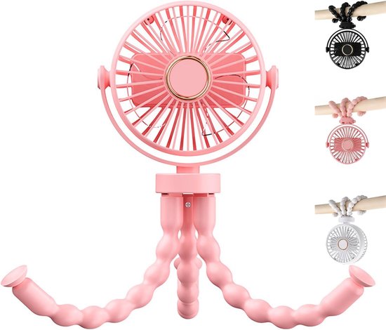 Tragbarer Usb-ventilator Für Verschiedene Einsatzbereiche Flexibler Ventilator Mit Saugnapf Und Aufhängefunktion 3 Geschwindigkeitsstufen Und 360 Rosa
