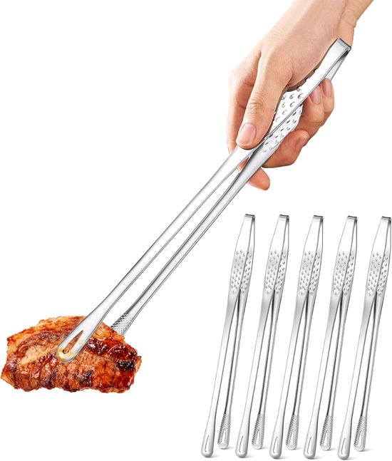 Grillzange – 6-teiliges Set – Edelstahl – Geeignet Zum Kochen, Backen, Für Salate Und Eintöpfe – 24 Cm