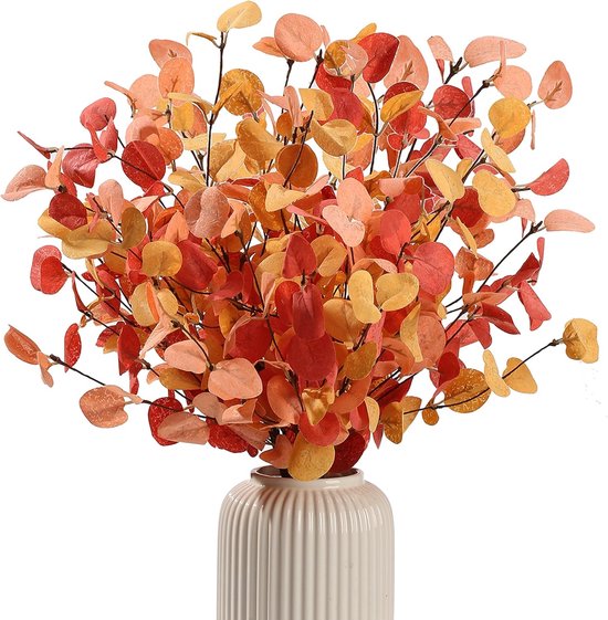 5-teiliges Set Künstlicher Eukalyptusblätter Für Den Herbst – 60 Cm – Orange