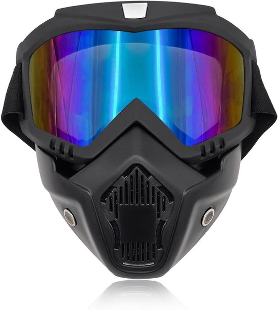 Motorradbrille, Winddichte Motocross-brille Mit Abnehmbarer Gesichtsmaske, Motorradzubehör (bunt)