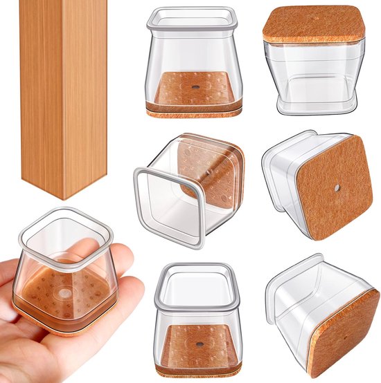 Set Mit 20 Stuhlbeinschonern Quadratischen Stuhlbeinschonern Transparenten Silikon-bodenschonern Seitenlänge 27-39 Mm Zum Schutz Des Bodens Und