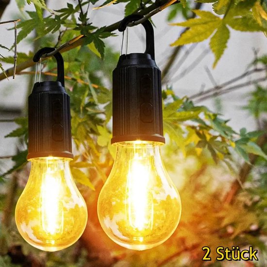 Set Mit 2 Wiederaufladbaren Campinglampen, 400-mah-akku, 3 Lichtmodi, Lange Akkulaufzeit, Wasserdicht.