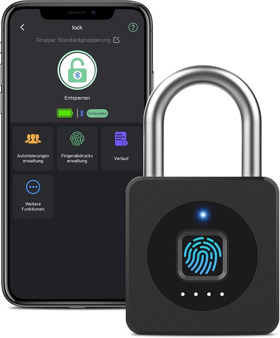 Fingerabdruck-vorhängeschloss – Bluetooth, Wasserdicht, Für Fitnessstudio, Gepäck, Garage, Spind