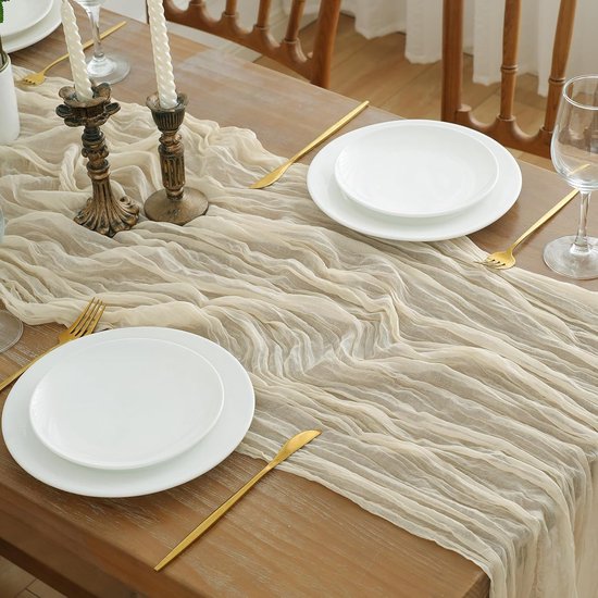 Tischläufer 90 X 300 Cm Tischdecke Boho-tischdekoration Rustikale Tischdekoration Tischläufer Tischdecke Netzgewebe Hochzeitsdekoration Für Und Beige