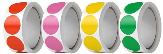 4 Rollen 2 5 Cm Runde Selbstklebende Wasserfeste Etiketten 4 Leuchtende Farben 500 Etiketten Pro Rolle Set Enthält Runde Farbcodierte Etiketten 2,5 Cm