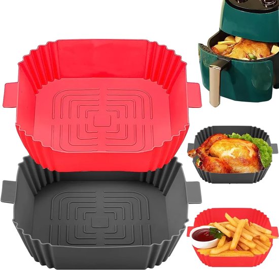 Quadratisches Silikon-backblech Für Heißluftfritteusen 20 Cm Antihaftbeschichtung Hitzebeständig Bis 240 C Wiederverwendbar Mit Griff Und Blau