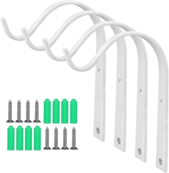 4-teiliges Set Aus Wandhaken Für Pflanzenlaternen Aus Weide，hängender Weidenständer，wandregal Für Blumentöpfe，windspiele (weiß)