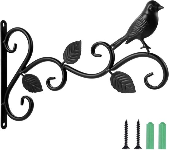 Balkon-hängekorbhaken 2er-pack 30 Cm Langer Pflanzenhänger Aus Eisen Pflanzenhänger Für Den Außenbereich Wandhaken Für Gartenpflanzen Laternen Schwarz