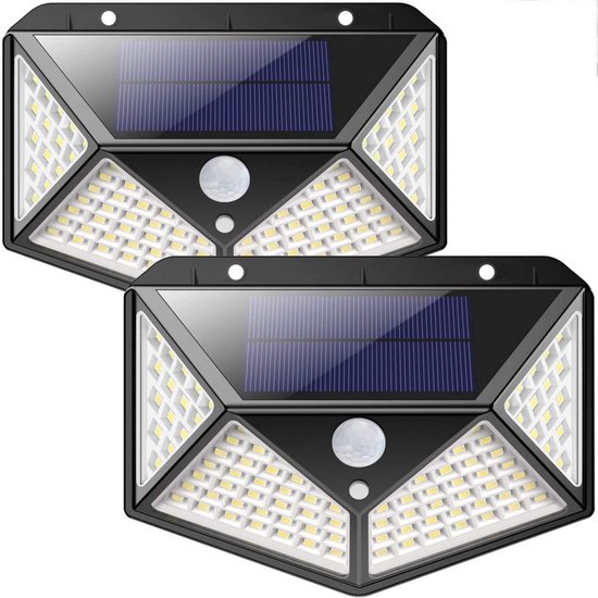 Solar-außenleuchte Mit 100 Leds Mit Bewegungsmelder Wasserdichtes Gehäuse Ip65 3 Leuchtmodi Geeignet Für Garten Zaun Terrasse Haustür Und Garage