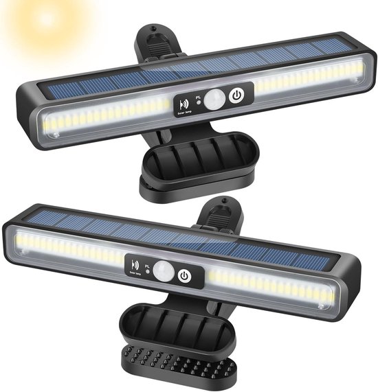 Solar-außenleuchten 2-teilige Solar-klemmleuchten Mit Bewegungsmelder 36 Led-solar-wandleuchten Geeignet Für Die Außenbeleuchtung Von Zäunen Und Weiß