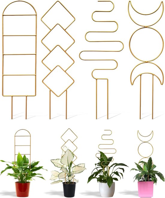 4 Stück 19 Zoll Ca 48 3 Cm Hohe Rankgitter Für Zimmerpflanzen Kleine Metallrankgitter Für Topfpflanzen Kletterpflanzen Efeu Und Blumen Im Garten Gold