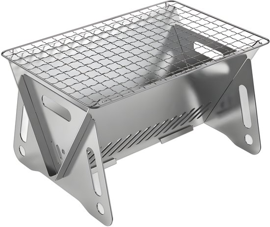 Grillbesteck-set – Mini-campinggrill Für Unterwegs, Edelstahl, 21 X 16 X 13 Cm
