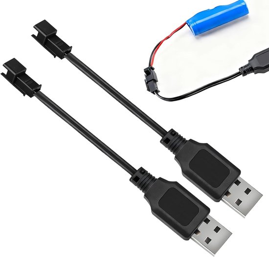 2 Stück Universelles Rc-kabel, Akkuladegerät 3,7 V Usb, Verwendbar Für Rc-spielzeugautos, Panzer, Lastwagen, Züge, Boote (3,7 V)