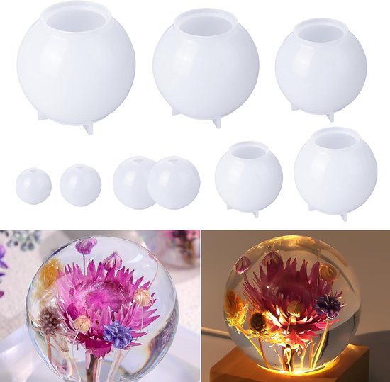 Epoxidharzformen 9-teiliges Nahtloses Kugel-silikonform-set Weihnachtliche Harzformen Kugel-silikonformen Für Epoxidharz Blumenkonservierung