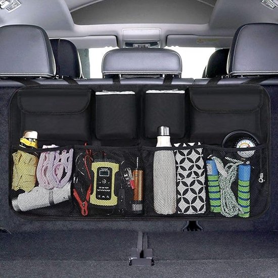 Netz-kofferraumorganizer Mit 8 Taschen, Verstellbarem Gurt Und 3 Befestigungsgurten, Auto-organizer Für Kinder, Geeignet Für Suv Und Mpv