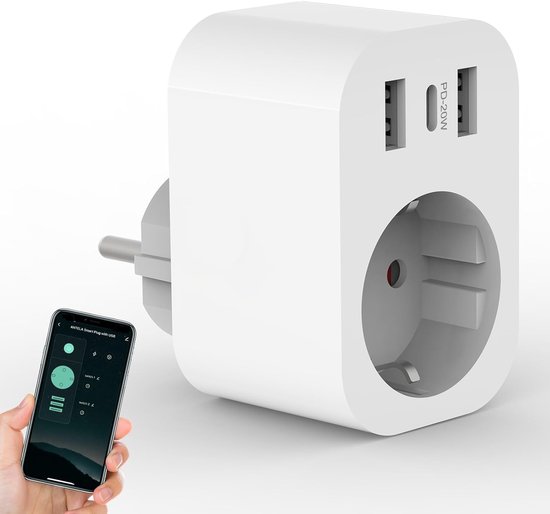 Intelligente Wlan-steckdose 16 A 3680 W Mit Einer Steckdose 2 Usb-a-anschlüssen Und Einem Usb-c-anschluss Pd20w Schnellladefunktion Zeitplänen 2 2,4