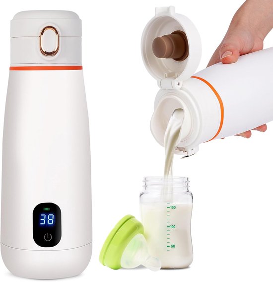Tragbarer Flaschenwärmer Für Auto Reisen 350 Ml Universell Kabellos Präzise Temperaturregelung 24 Stunden Akkulaufzeit Usb-aufladbar Muttermilch 37 55