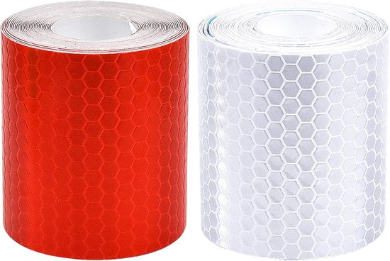 Reflektierendes Band, 2 Stück, 5 Cm X 3 M – Selbstklebend, Wasserfest, Für Fahrrad, Auto, Outdoor, Weiß-rot
