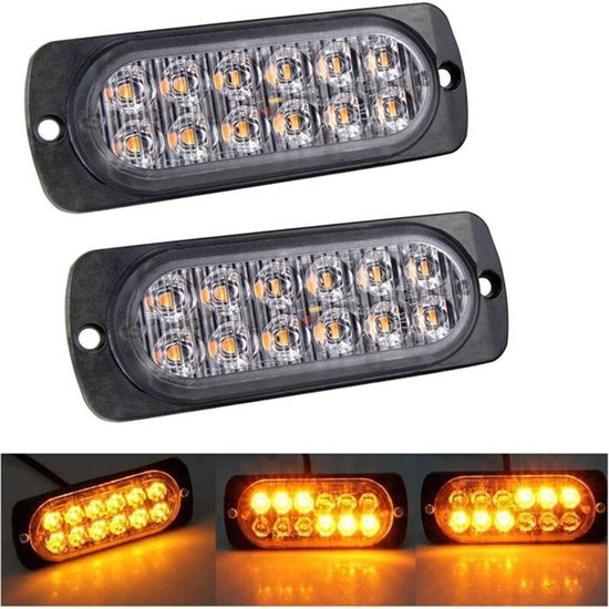 Orangefarbene Stroboskop-bremslichter – 12 Leds – 12–24 V