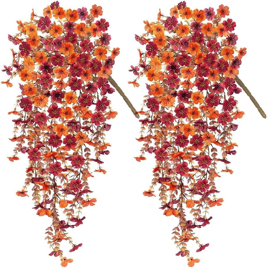 Set Mit 2 Künstlichen Hängeblumen, Seidenblumen