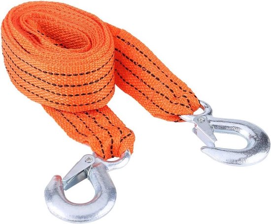 Abschleppseil Mit Haken – Abschleppgurt – Fahrzeugreparatur – Schwerlast 3 Tonnen – 4 Meter – Orange