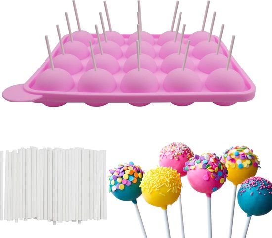 Silikon Lutscherform Mit 20 Mulden Für Lutscher, Bonbons Und Gebäck Rosa