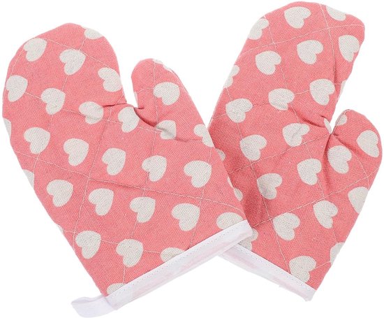 Dailygoods Kochhandschuhe, 2 Stück Hitzebeständig Baumwolle Rosa