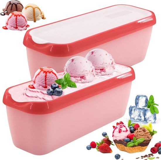 Set Mit 1 X 1 5-liter-eiscremebehälter Wiederverwendbar Mit Silikondeckel Stapelbar Für Den Gefrierschrank Bpa-frei Für Selbstgemachtes Eis Rosa 1,5