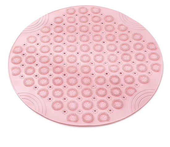 Runde Duschmatte – Pvc – Rutschfest – Mit Saugnapf – Mit Abflussloch – Maschinenwaschbar – 55 X 55 Cm – Rosa