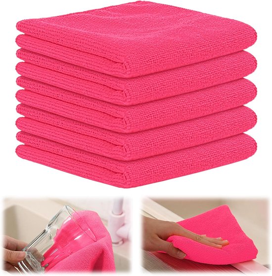 Mikrofasertücher – Super Saugfähig Und Fusselfrei – Für Küche, Auto Und Glas – 30 X 30 Cm (rosa)