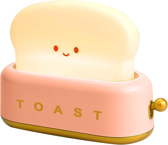 Toaster-nachtlichtlampe Nachttischlampe Für Kinder Led-nachtlicht Mit Usb-aufladung Und Timer Tragbare Nachttischlampe Für Das Schlafzimmer Von Rosa