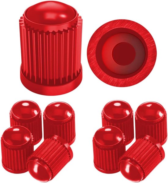 Set Mit 100 Roten Kunststoff-ventilkappen Mit Gummi-o-ring-dichtung Gerippte Universal-ventilkappe Für Auto Motorrad E-bike Und Auslaufsichere