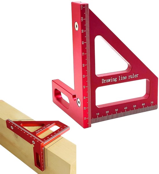 Dailygoody Winkelmesser Für Holzbearbeitung Mehrwinkel Dreiecklineal Präzisionsmessgerät Rot Für Ingenieure Und Schreiner Hoo